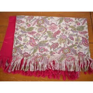 Vintage EMILY WETHERBY Woven SILK Grosgrain Floral Damask Table Runner Scarf 44"